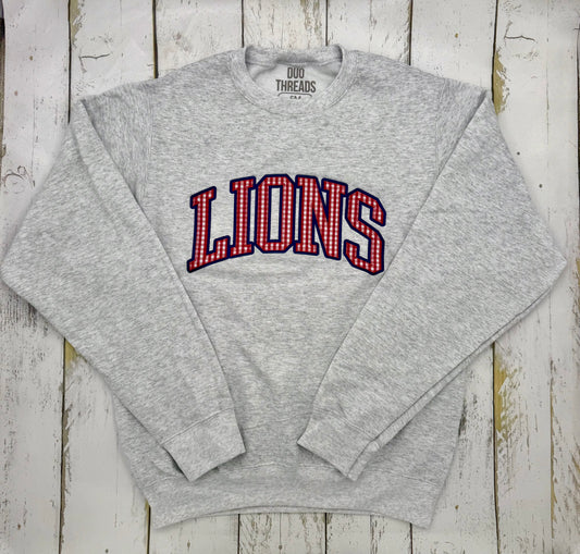 Duo Threads LIONS Gingham Crew