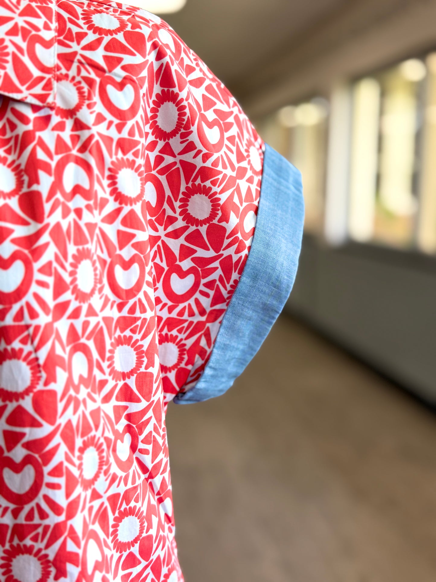 Geo Pattern Button Down Dress