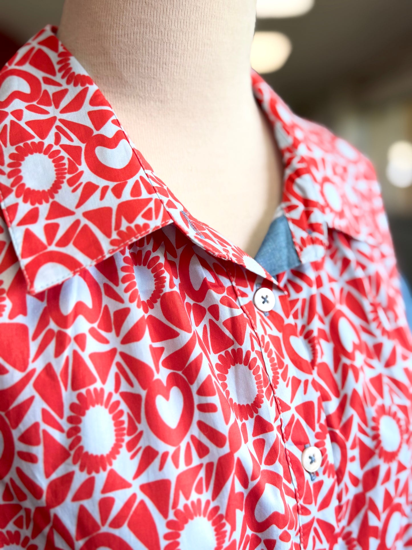 Geo Pattern Button Down Dress