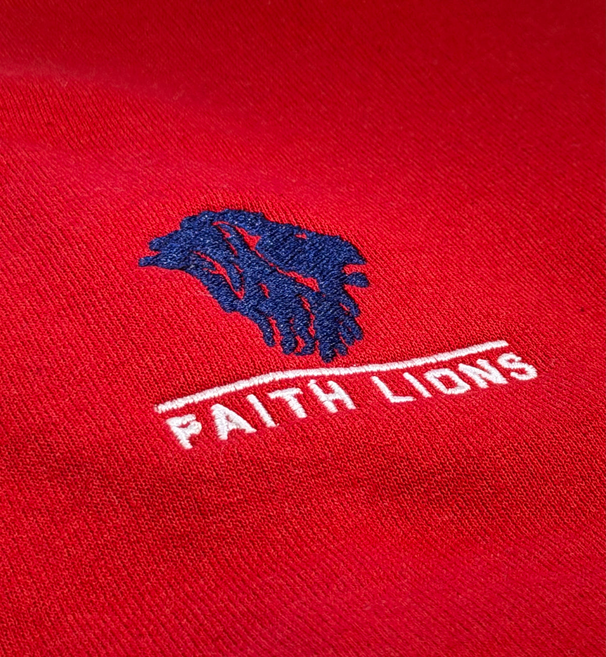 Faith Lions Embroidered Crew