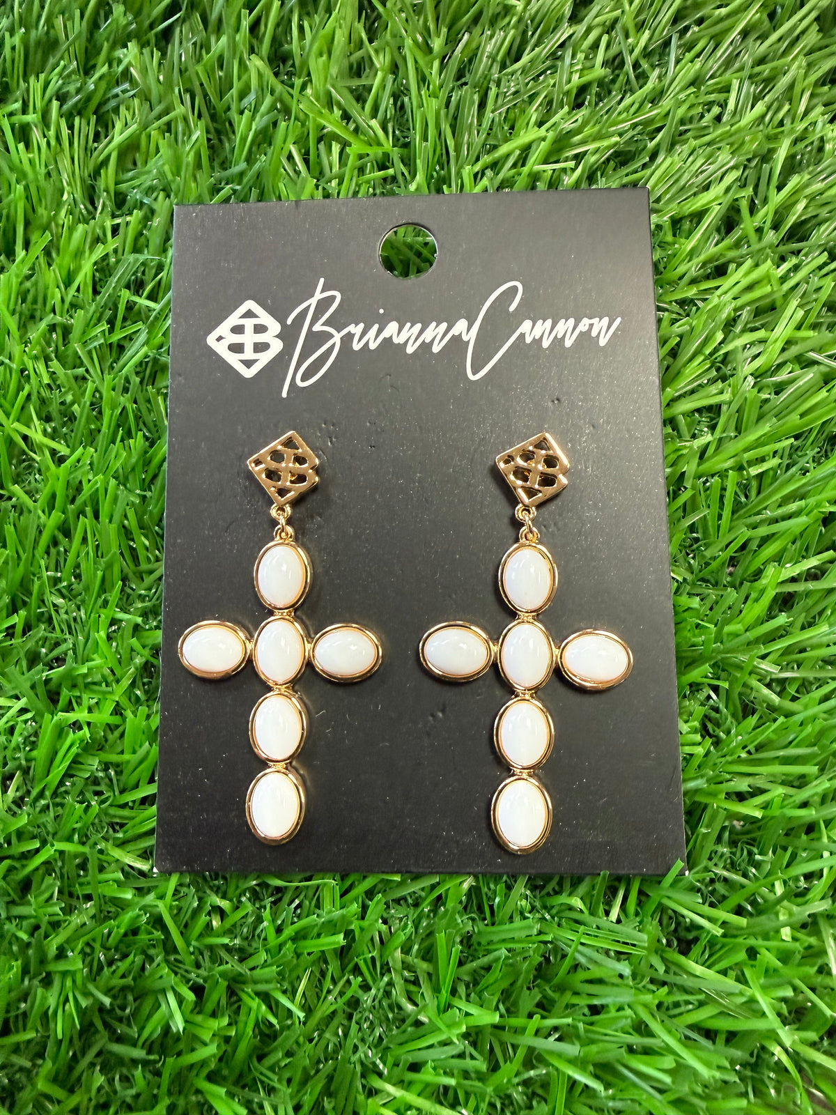 White Enamel Cross Earrings