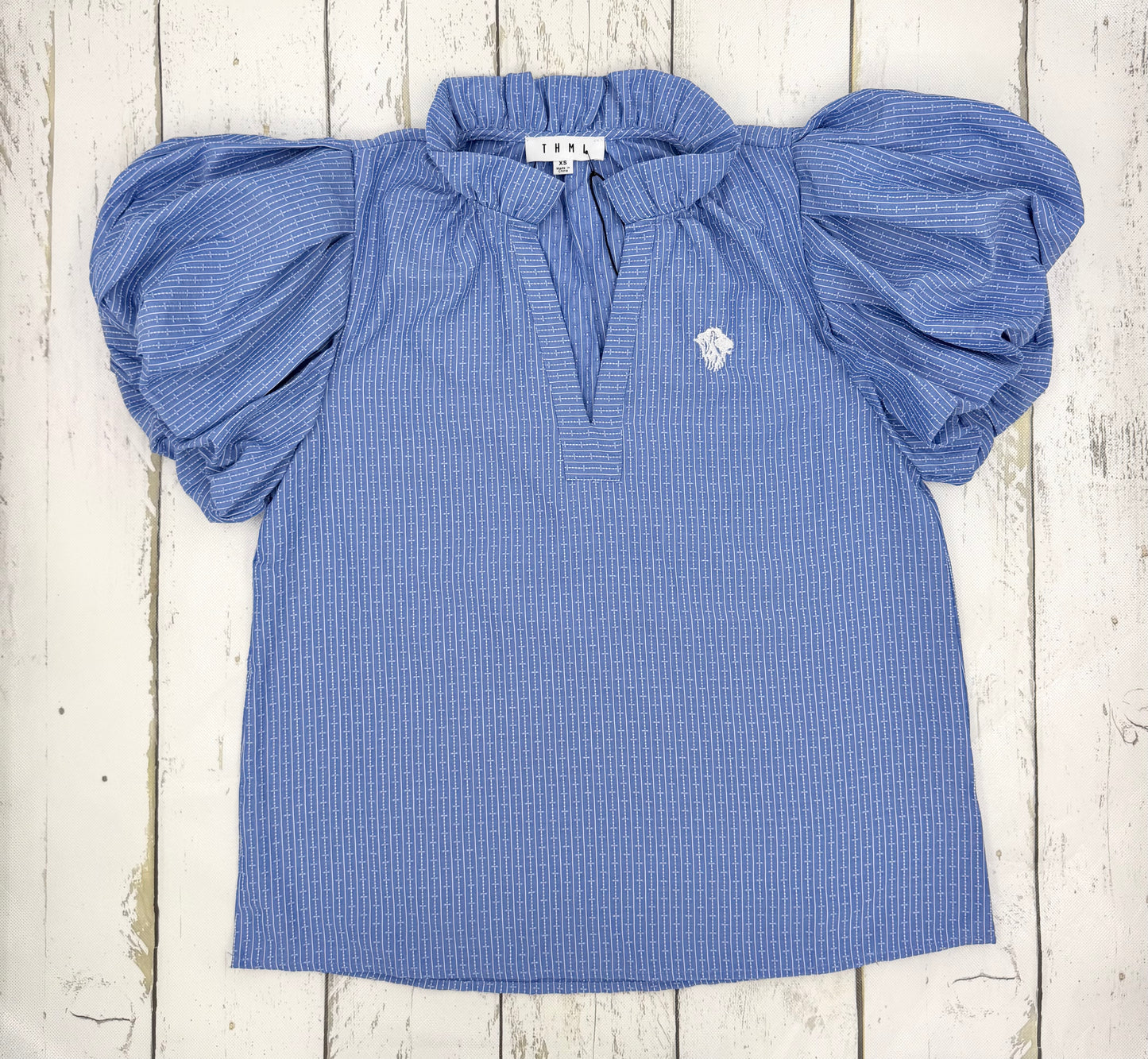 Poplin Bubble Sleeve Blouse