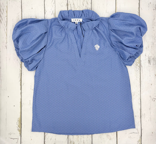 Poplin Bubble Sleeve Blouse