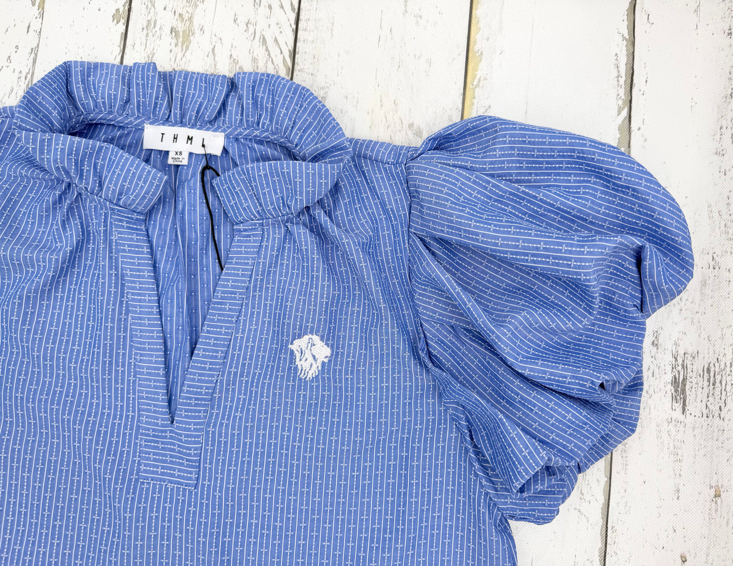 Poplin Bubble Sleeve Blouse
