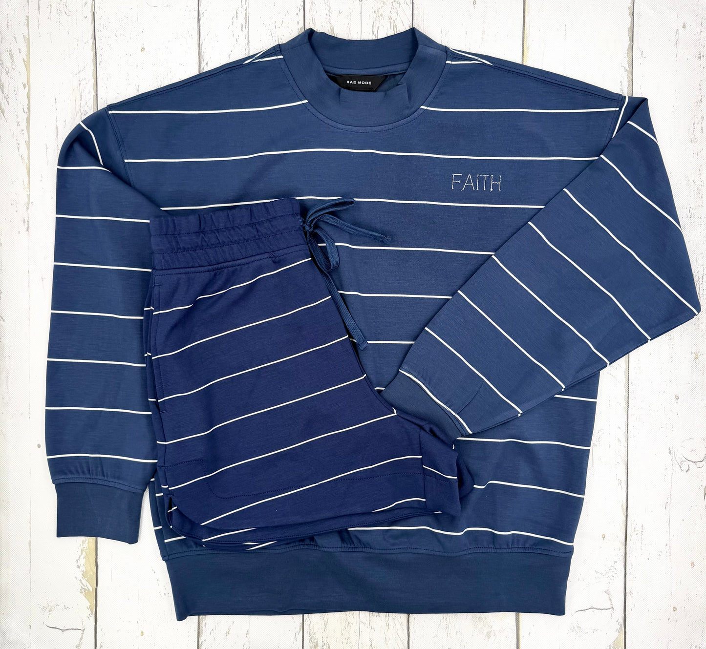 Navy Striped Faith Short Set