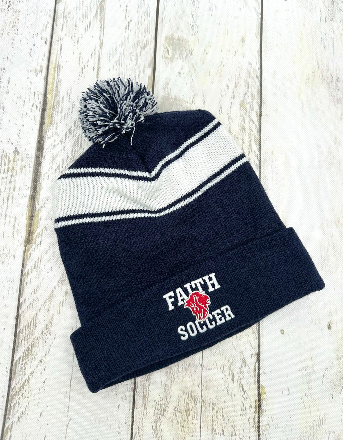 Soccer Beanie hats with Pom