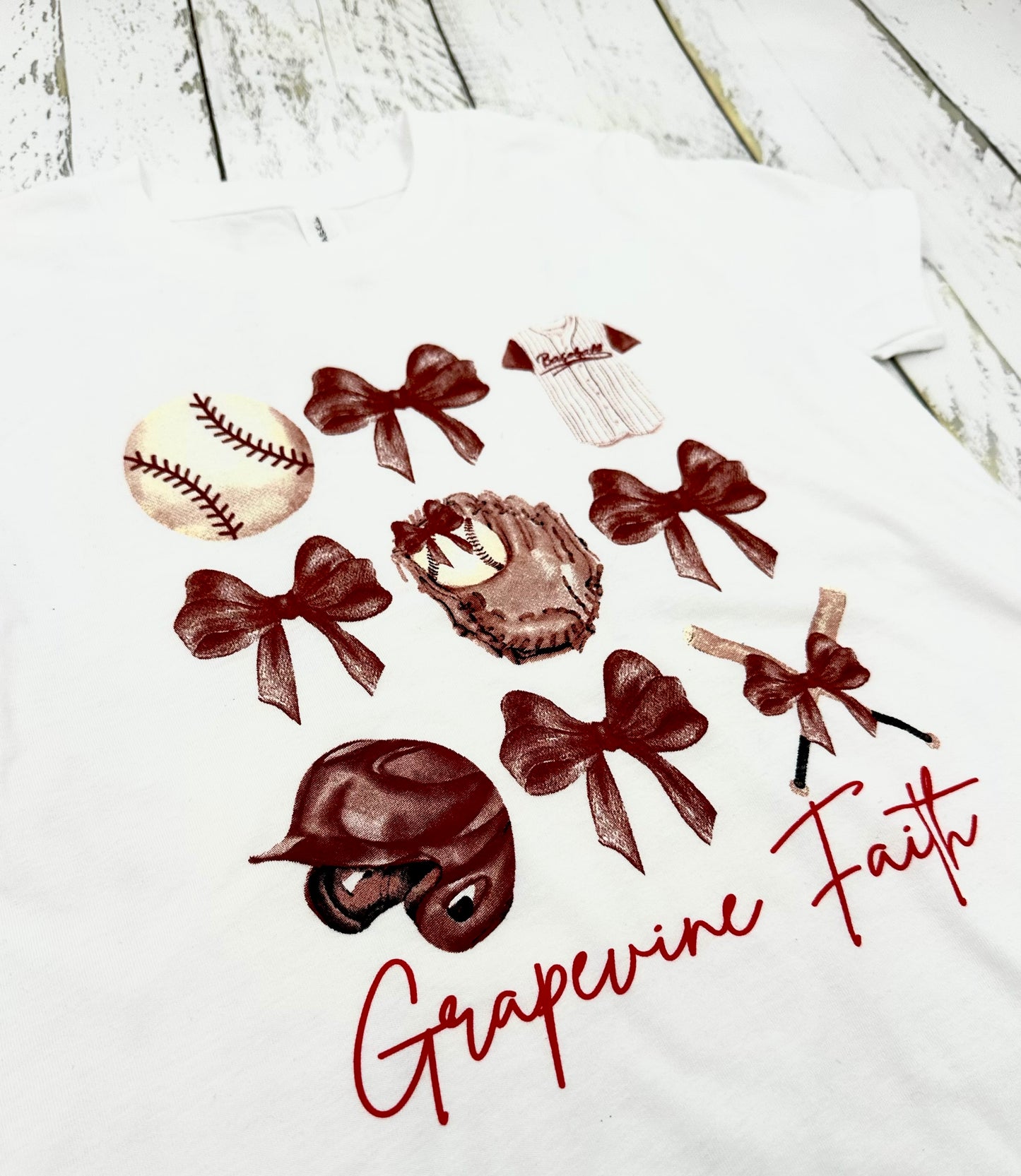 Girls Baseball Bow Tee