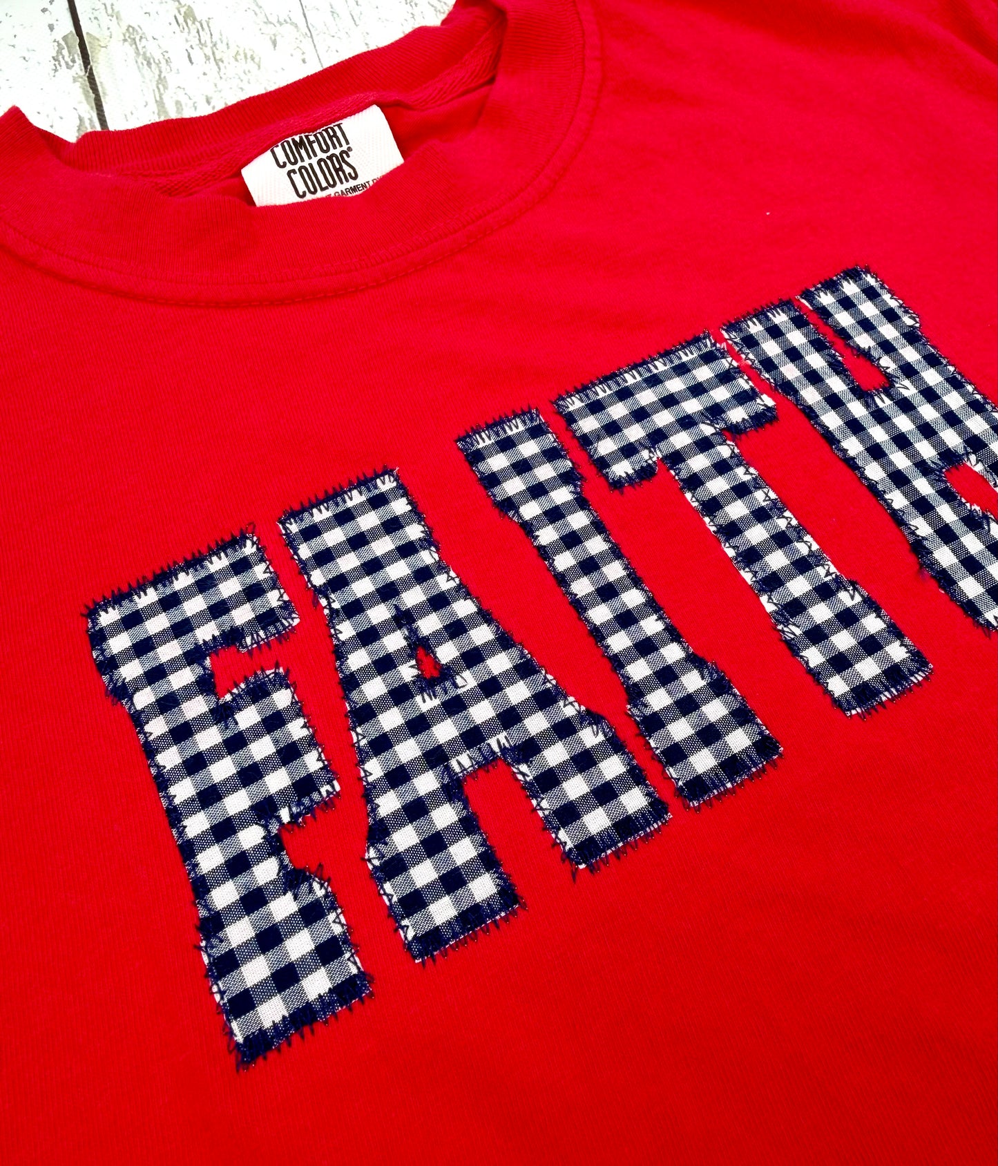 Faith Lions Navy Gingham T-Shirt