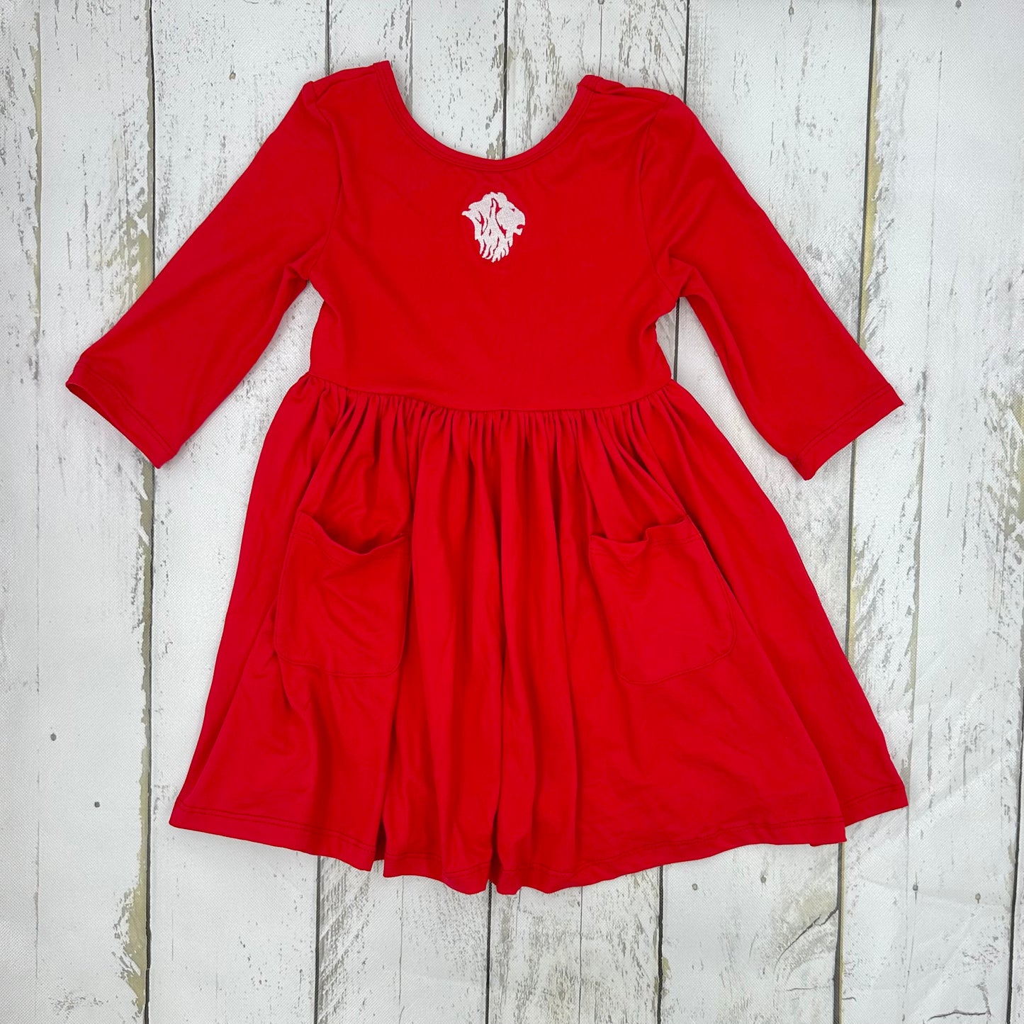Pocket Twirl Dress-Red