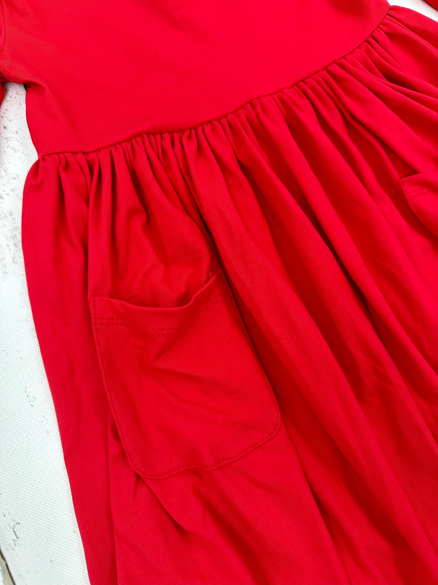 Pocket Twirl Dress-Red